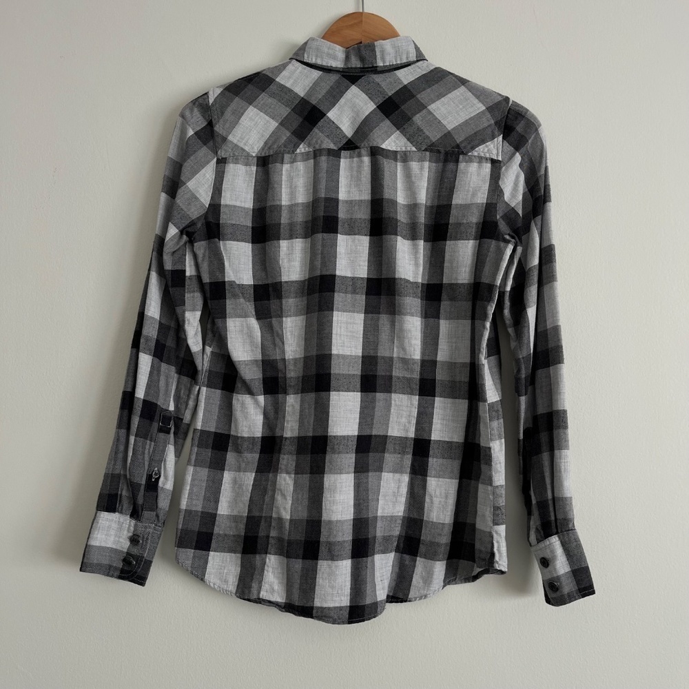 J. Crew Womens Buffalo Check Button Up Shirt XS Gray Plaid Cabin Core Grunge - Picture 2 of 10